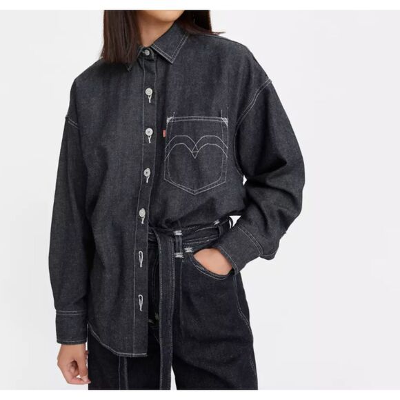 ~ LEVI'S RED Very Oversized Sm Button-Up Shirt Denim Unisex Positively Superior - Picture 13 of 14